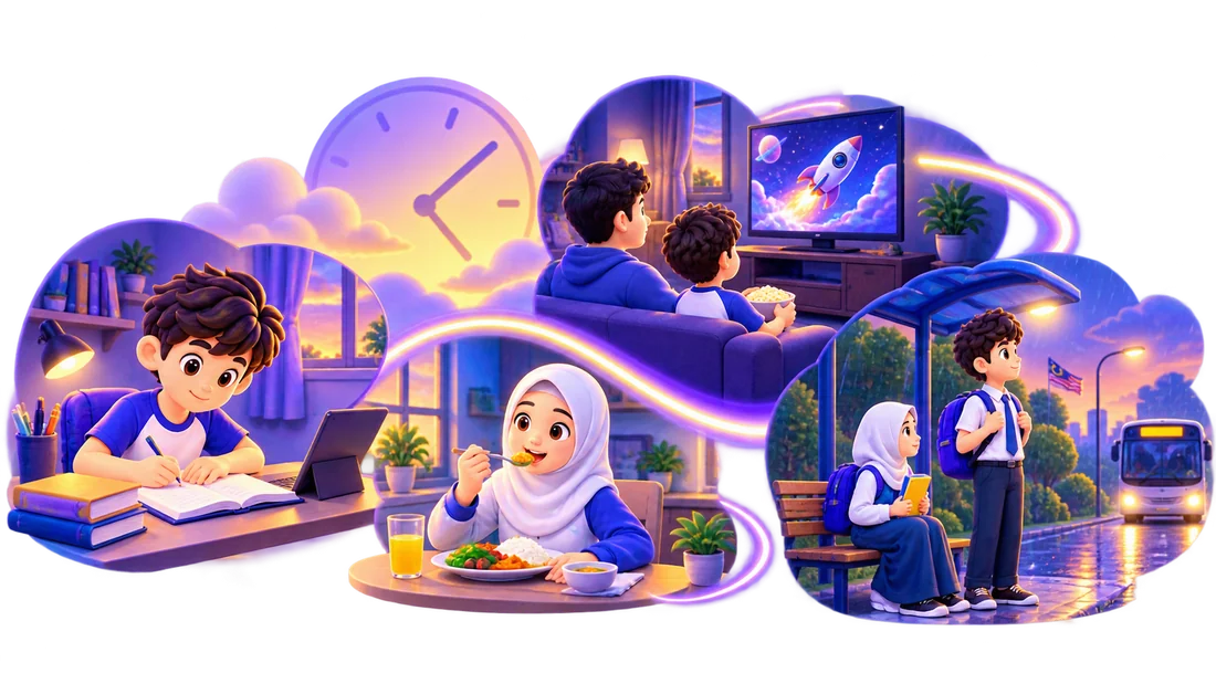 Several everyday activities shown while they were still happening at a past moment.