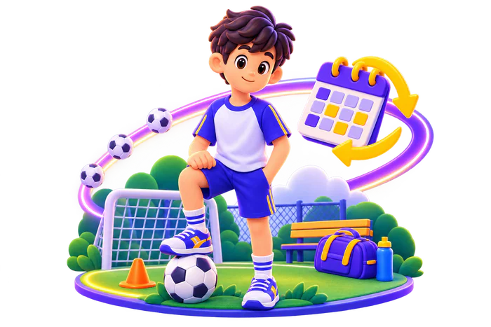 Student playing football as a regular routine.